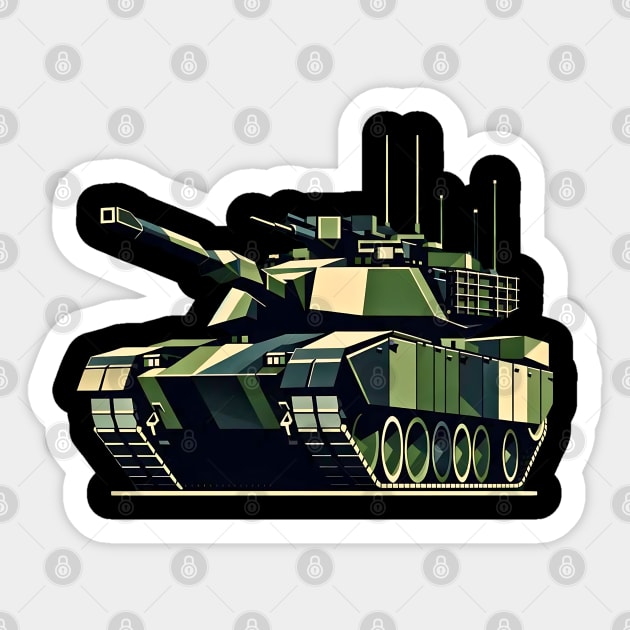 Armored Geometric Force | M1 Abrams Tank Tee Sticker by Graphic Wonders Emporium